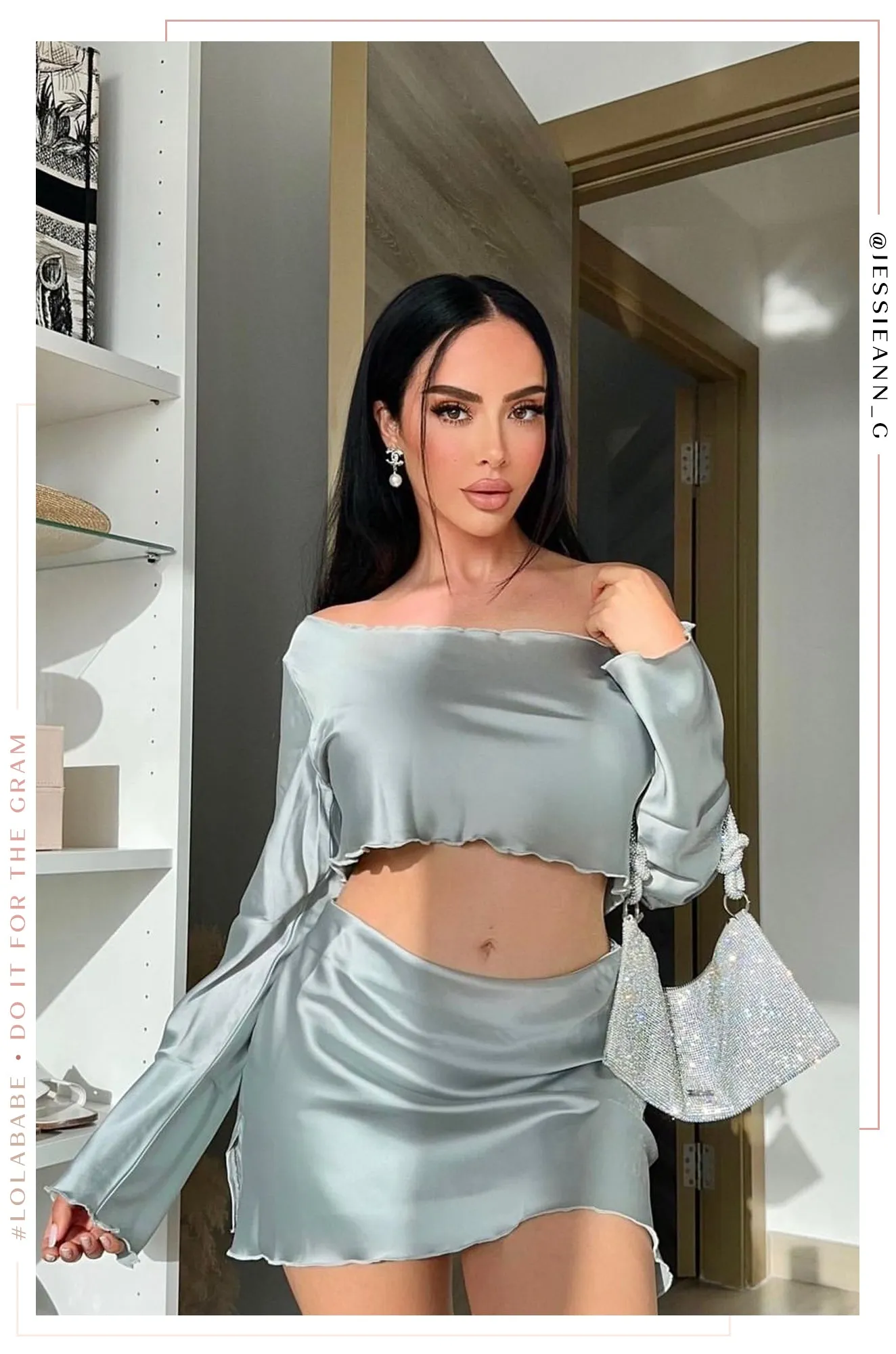 Aliya Satin Mini Skirt Set - Sage Green