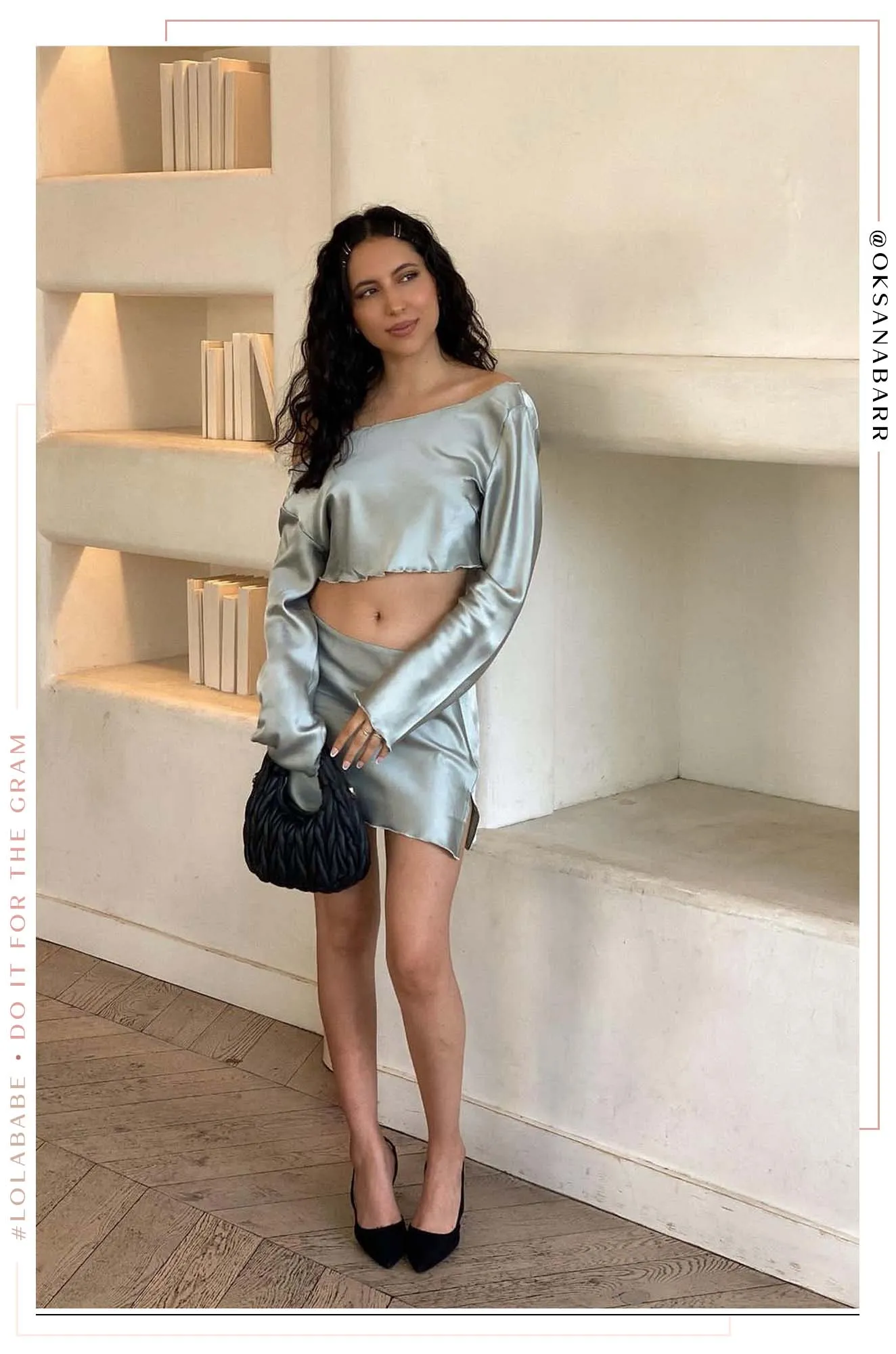 Aliya Satin Mini Skirt Set - Sage Green