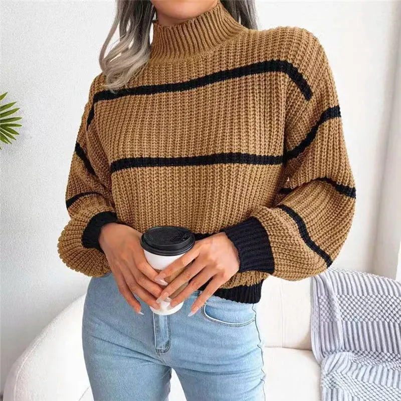 Amelia High-Neck Knit Sweater