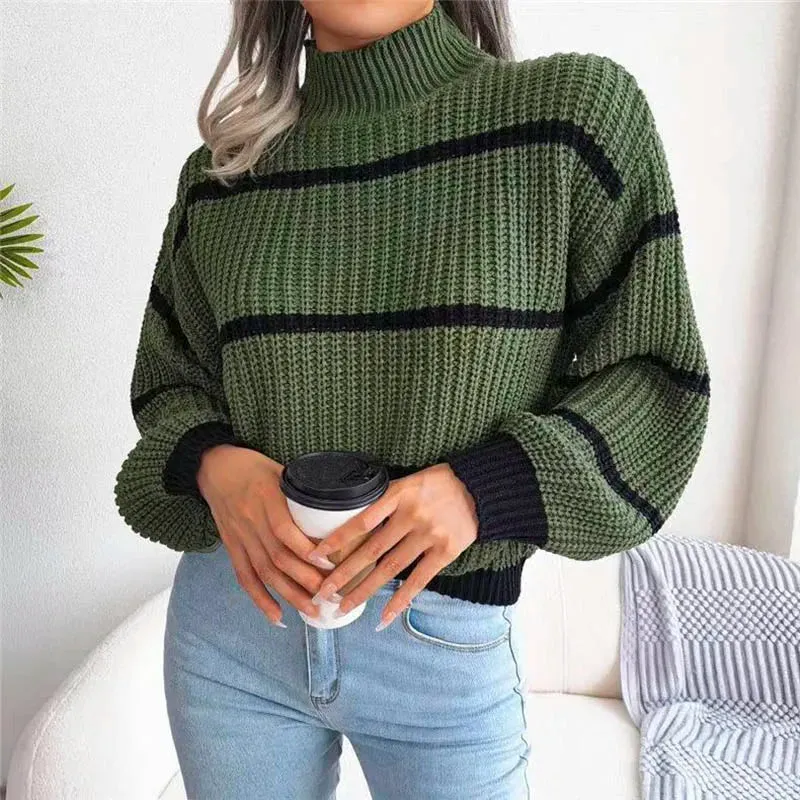 Amelia High-Neck Knit Sweater