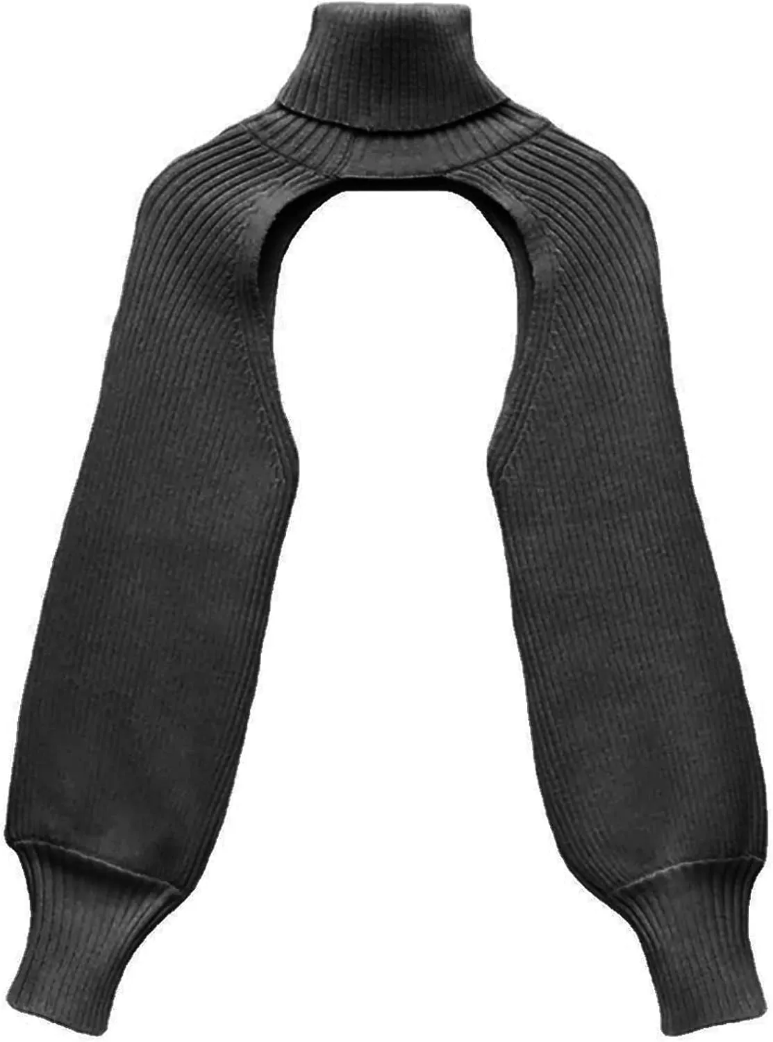 ANKOMINA Women's Turtleneck Collar Knitting Pullover Sweater Sexy Cut Out Long Sleeve Shrugs High Neck Crop Tops Sweaters