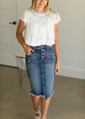 Asymmetrical Denim Midi Skirt - FINAL SALE