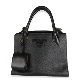 Black Saffiano Medium Monochrome Top Handle Tote