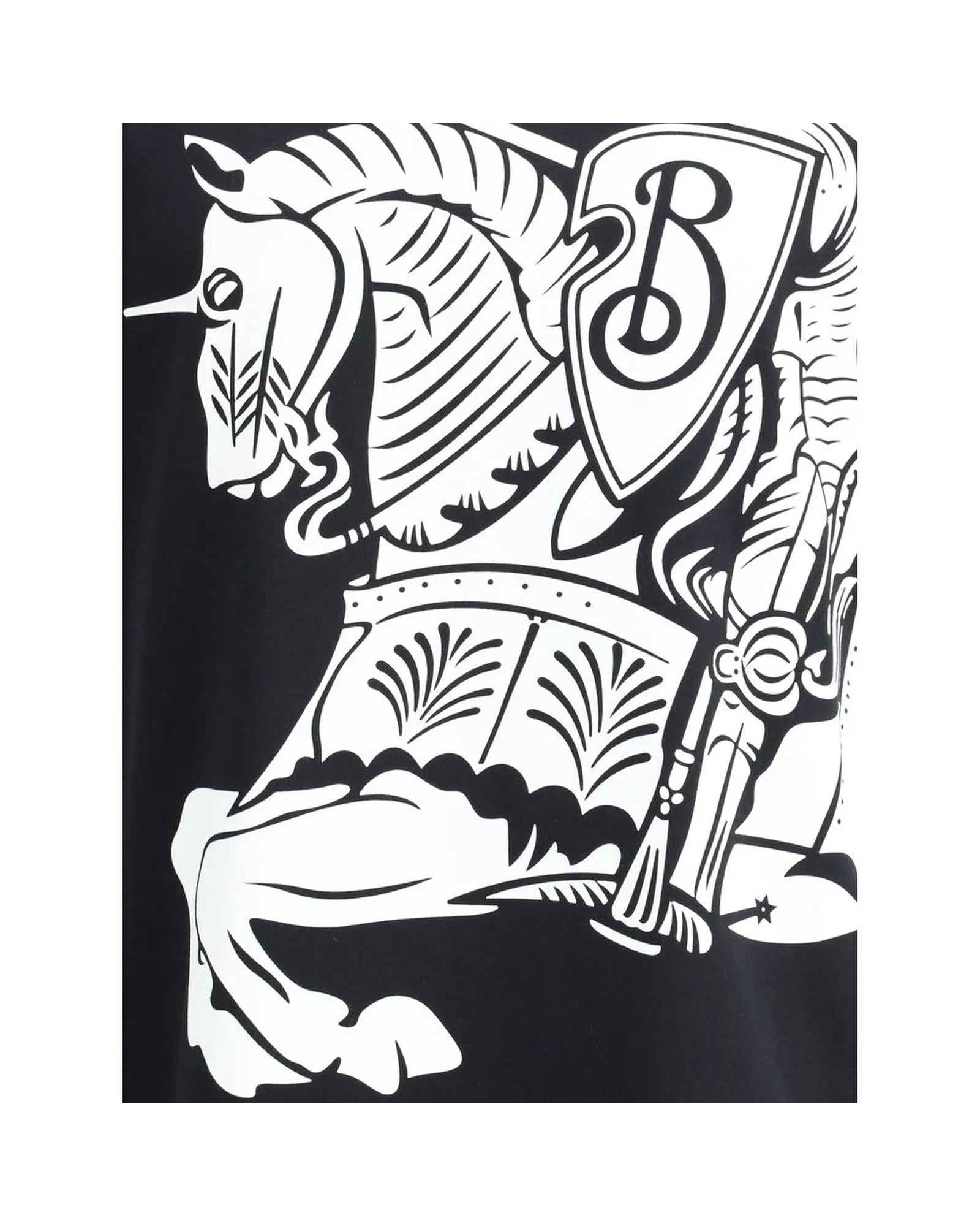 Burberry Logoed Cotton T-Shirt with Ribbed Crew Neck and Maxi Print