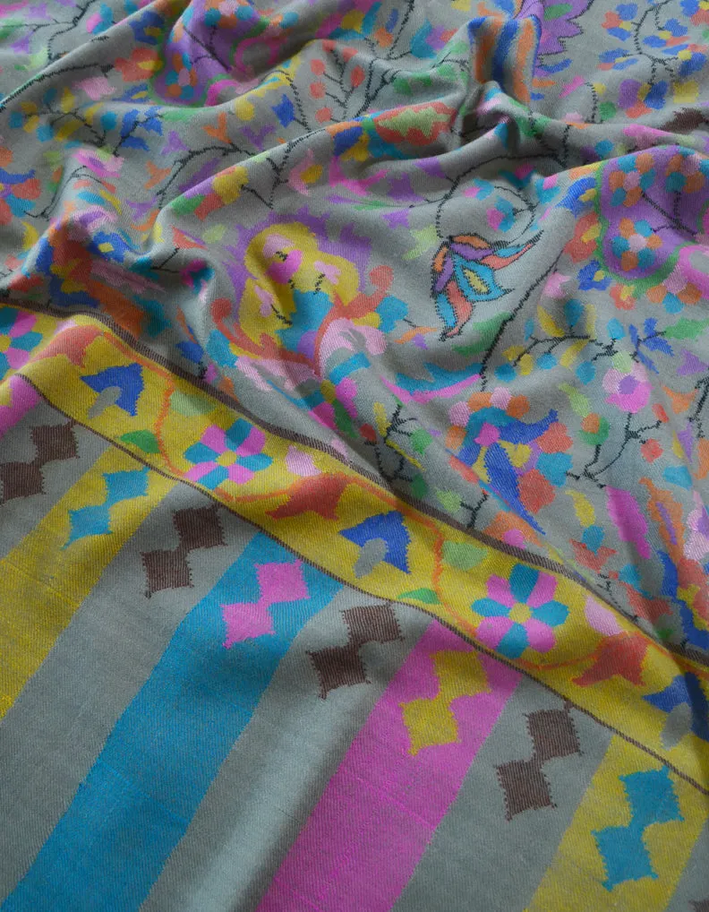 Cashmere Kani Pashmina Shawl Grey 5340