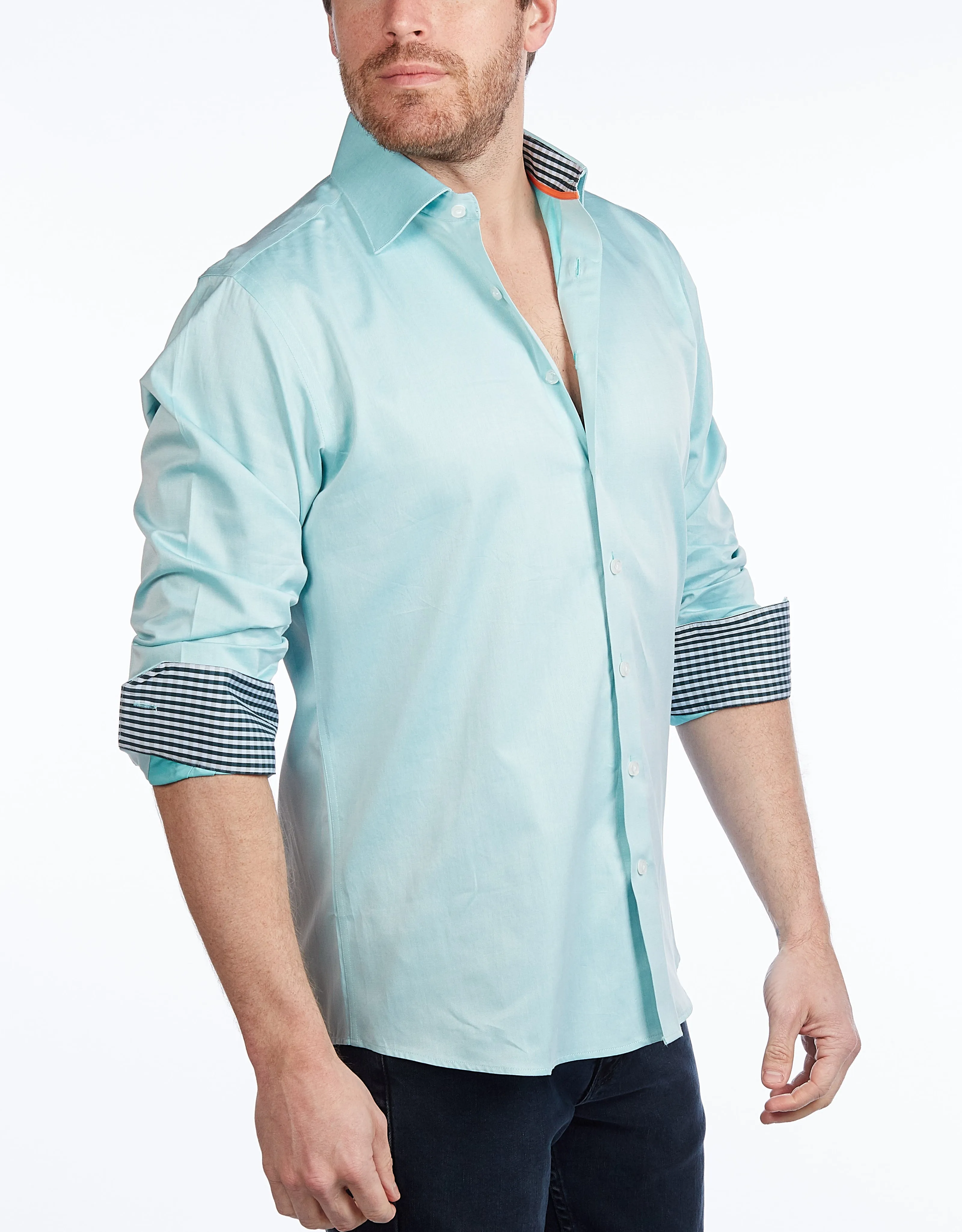 Contrast Collar Button-Up Shirt // Contemporary Fit - contrast  trimming- final sale