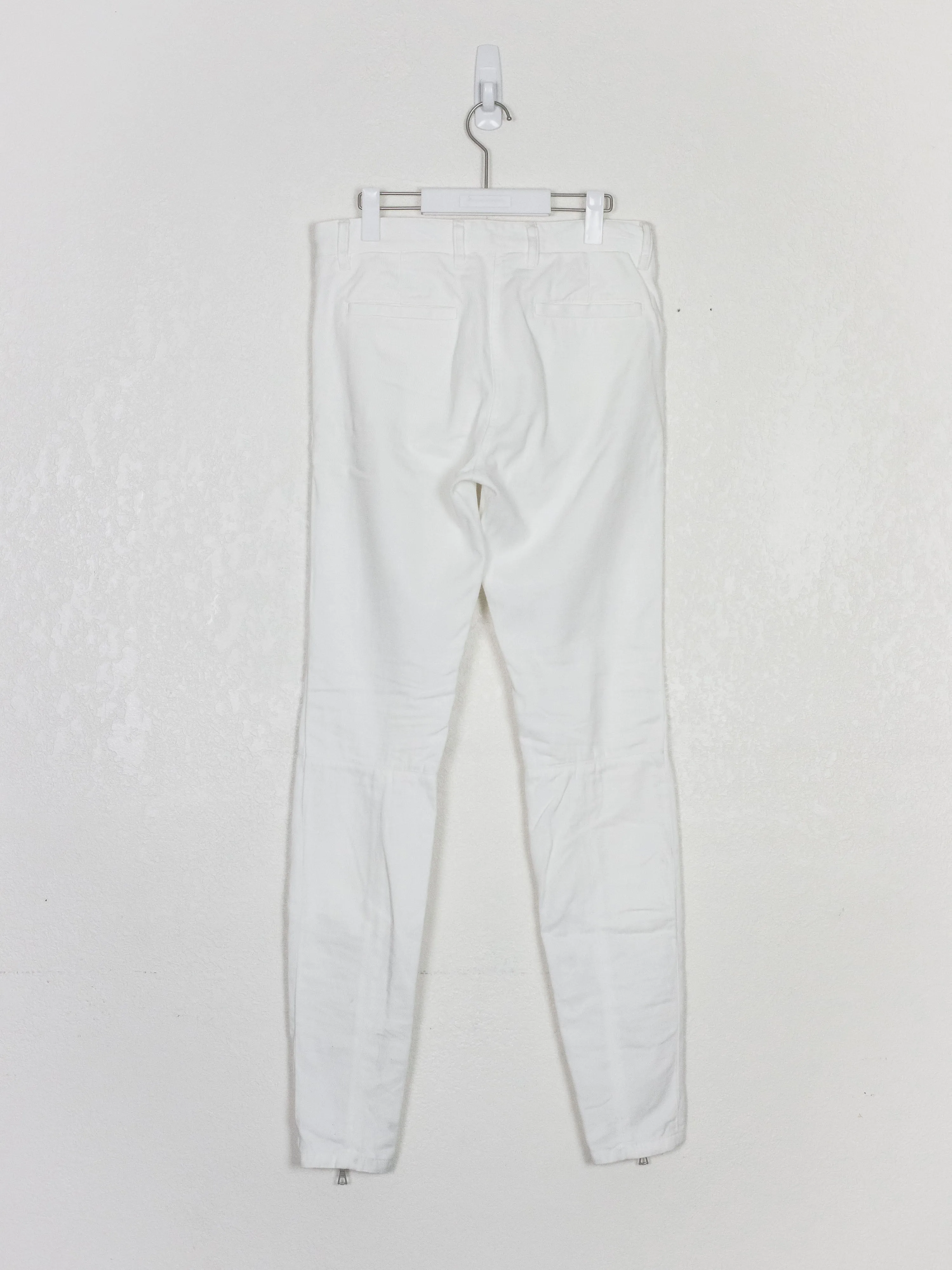 Dries Van Noten White Ankle Zip Biker Pants