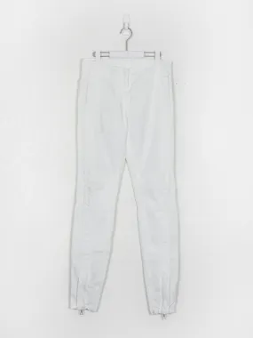 Dries Van Noten White Ankle Zip Biker Pants
