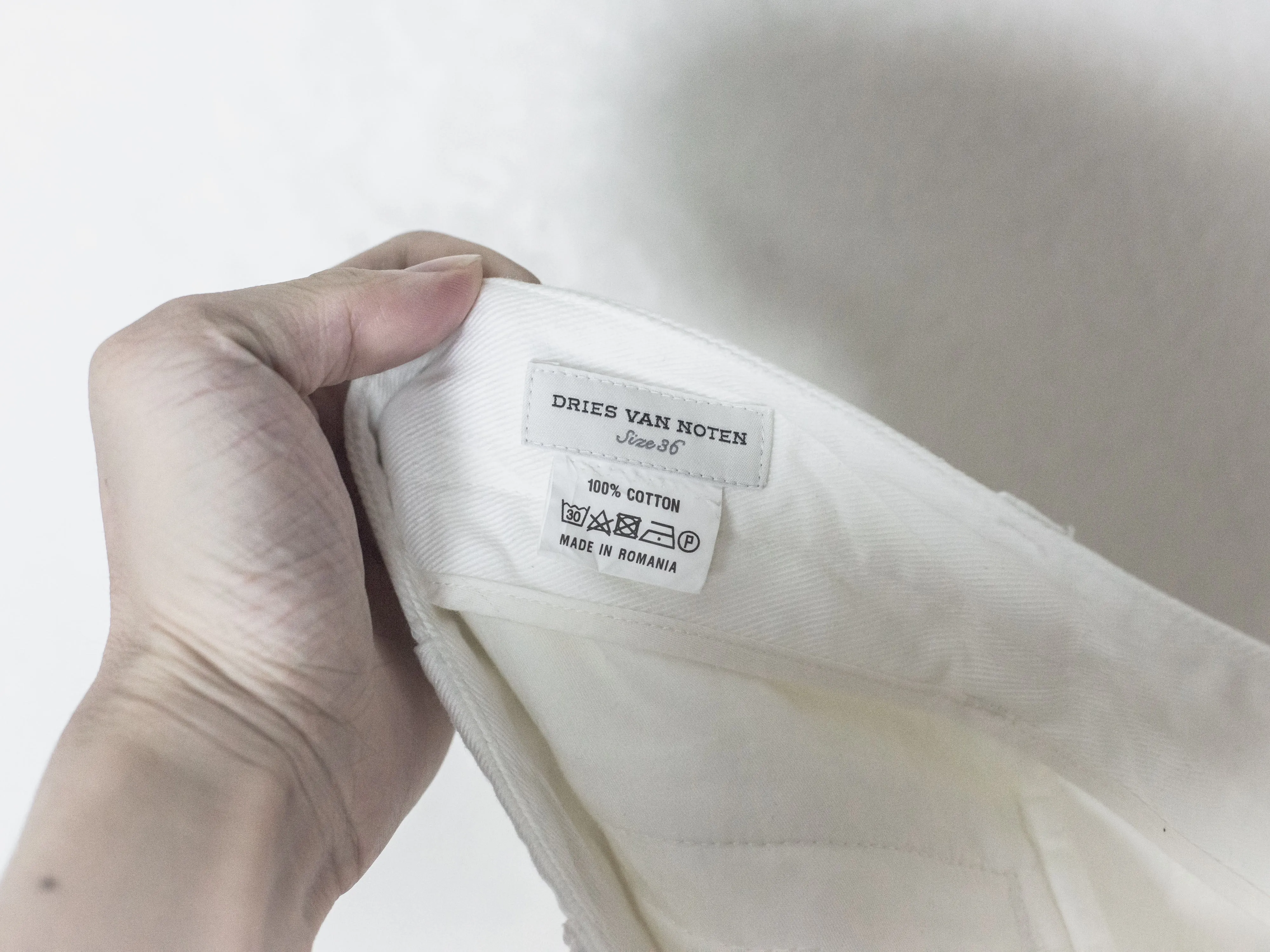 Dries Van Noten White Ankle Zip Biker Pants