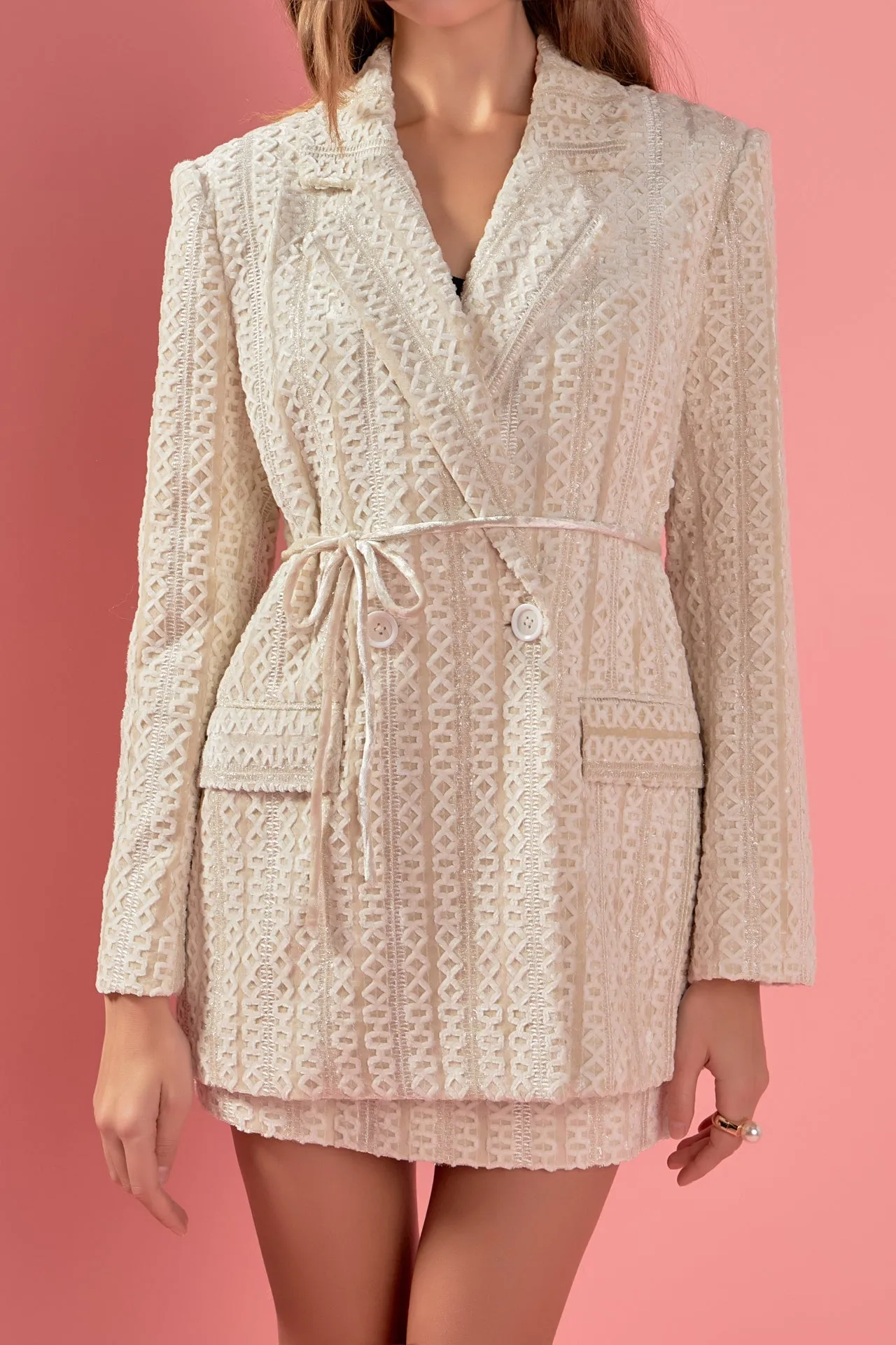 Embellished Velvet Belted Blazer Dress