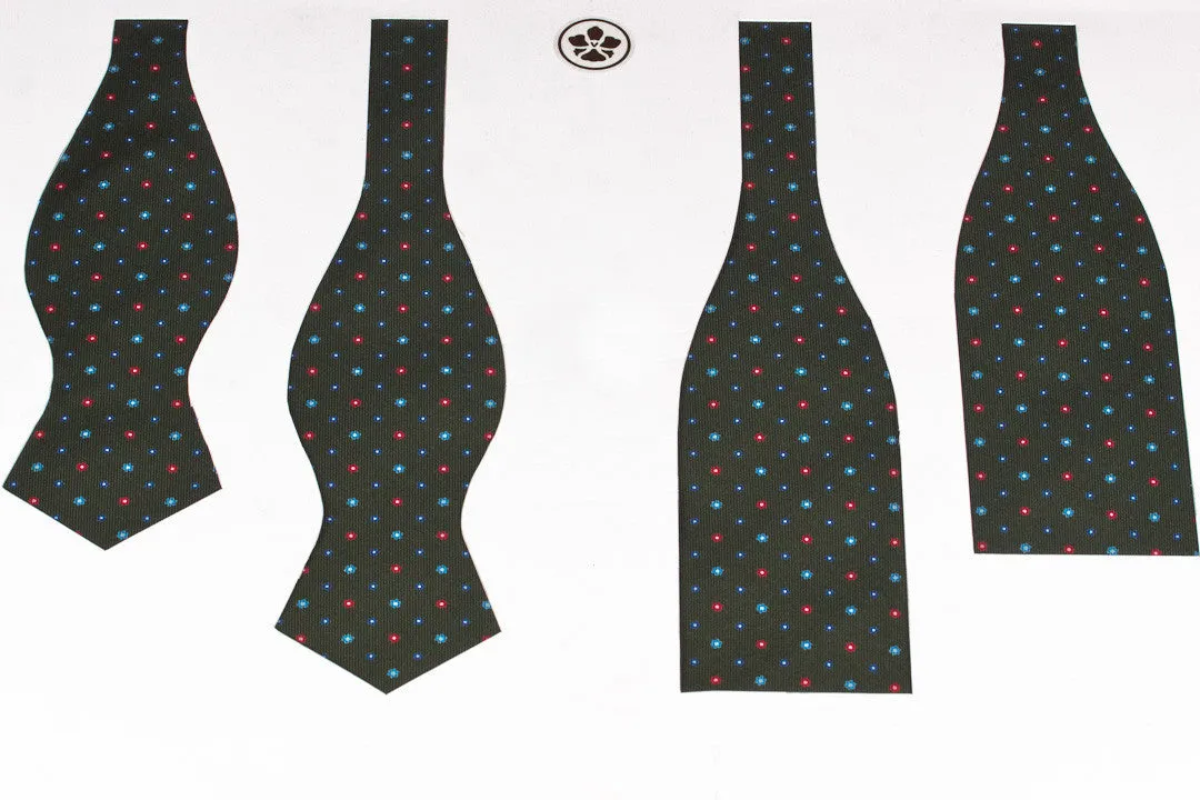 Green with Blue Flowers Bow Tie
