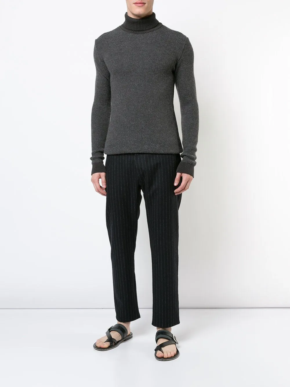 Grey High Neck Knit Sweater