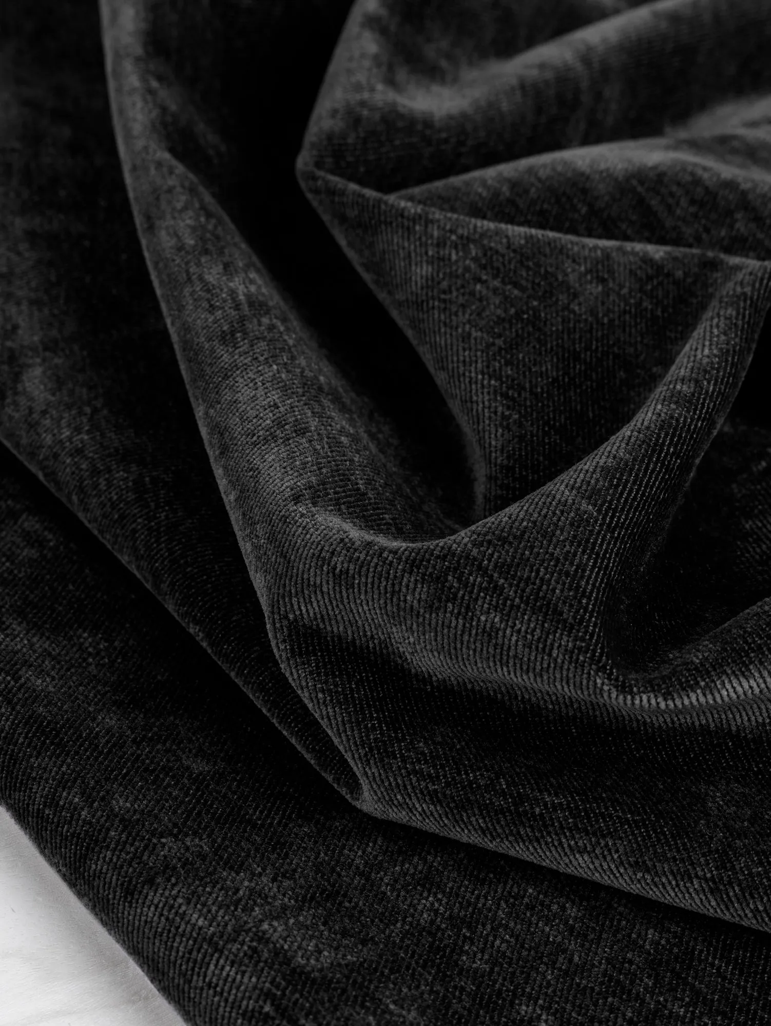 Heavy Tencel Stretch Velvet Deadstock - Black - Swatch