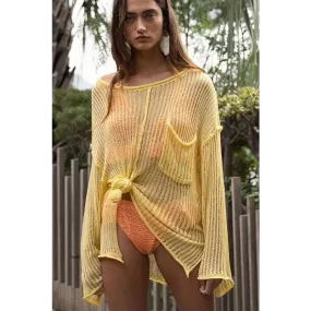Loose Fit See-through Boat Neck Sweater