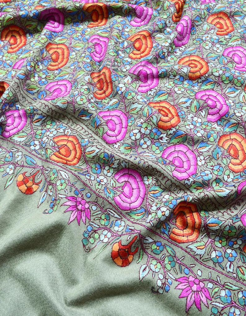 natural gulabdaar jamma embroidery pashmina shawl 8306
