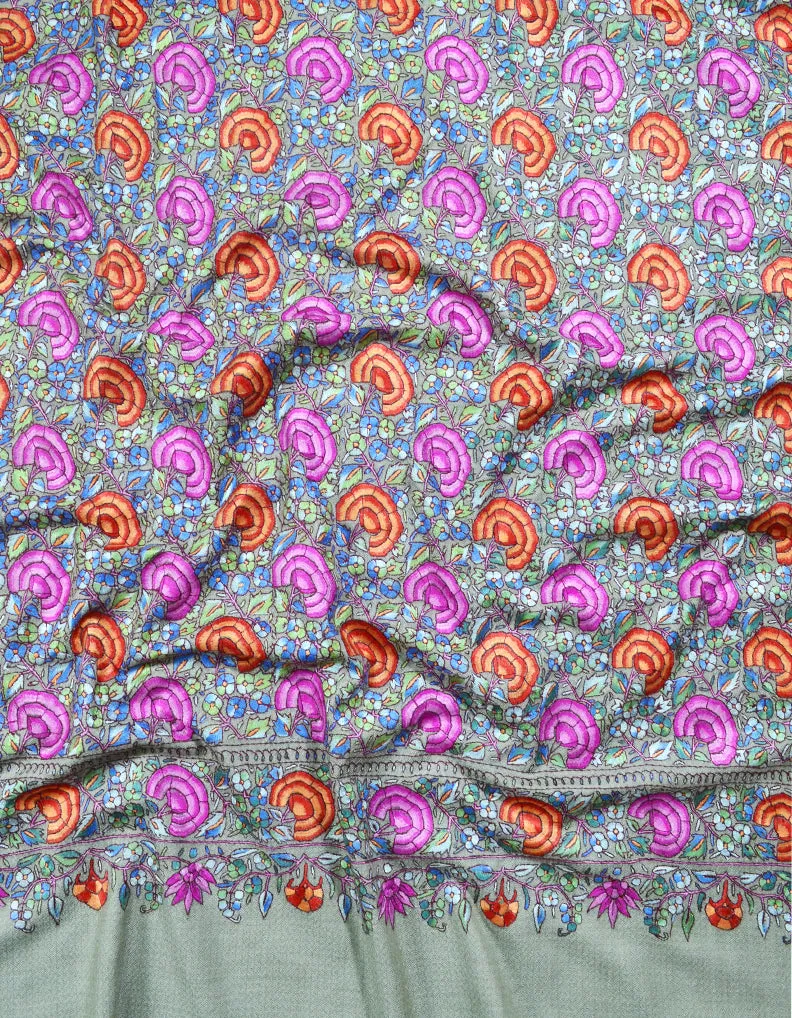 natural gulabdaar jamma embroidery pashmina shawl 8306