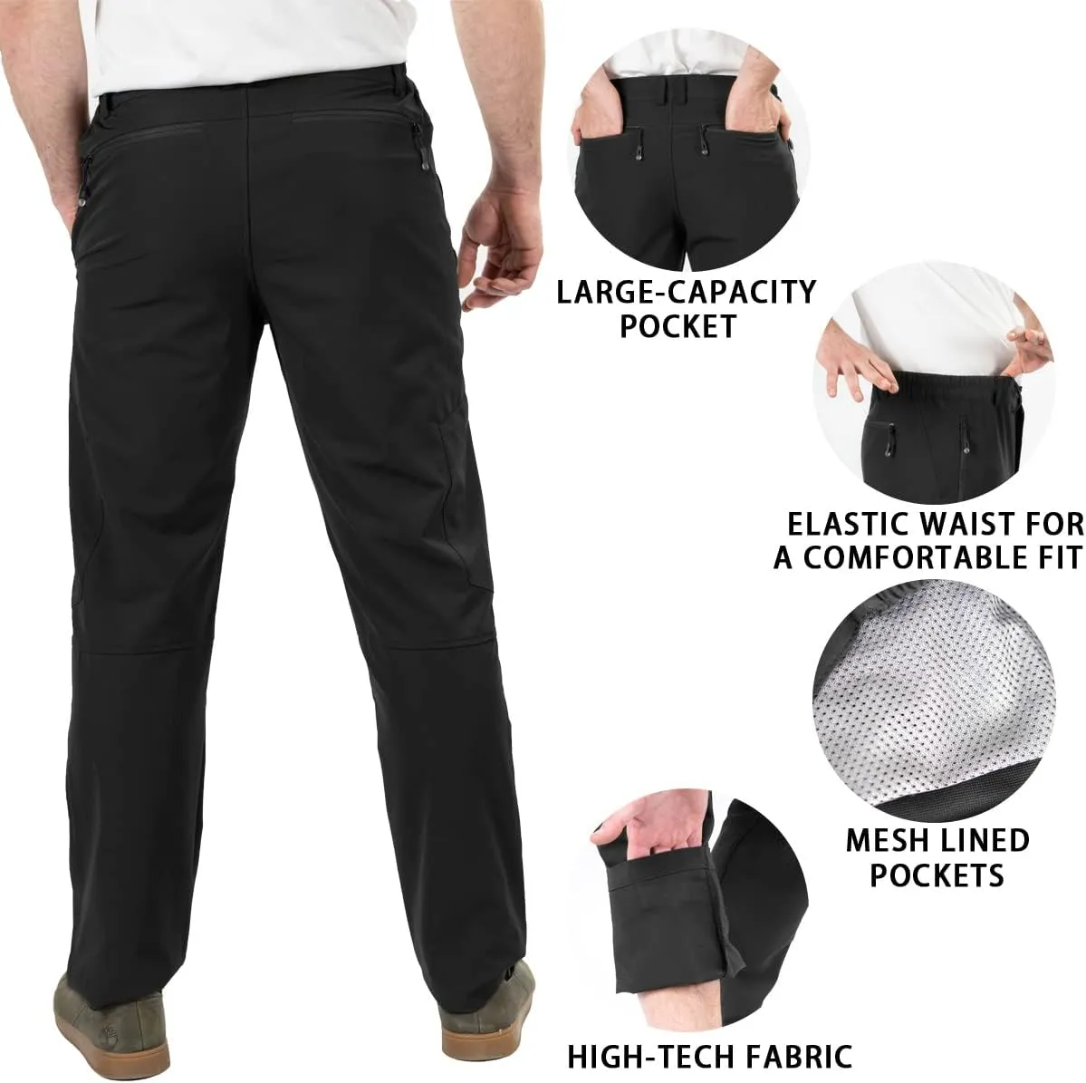 Postropaky Mens Hiking Quick Dry Lightweight Waterproof Fishing Pants Outdoor Travel Climbing Stretch Pants