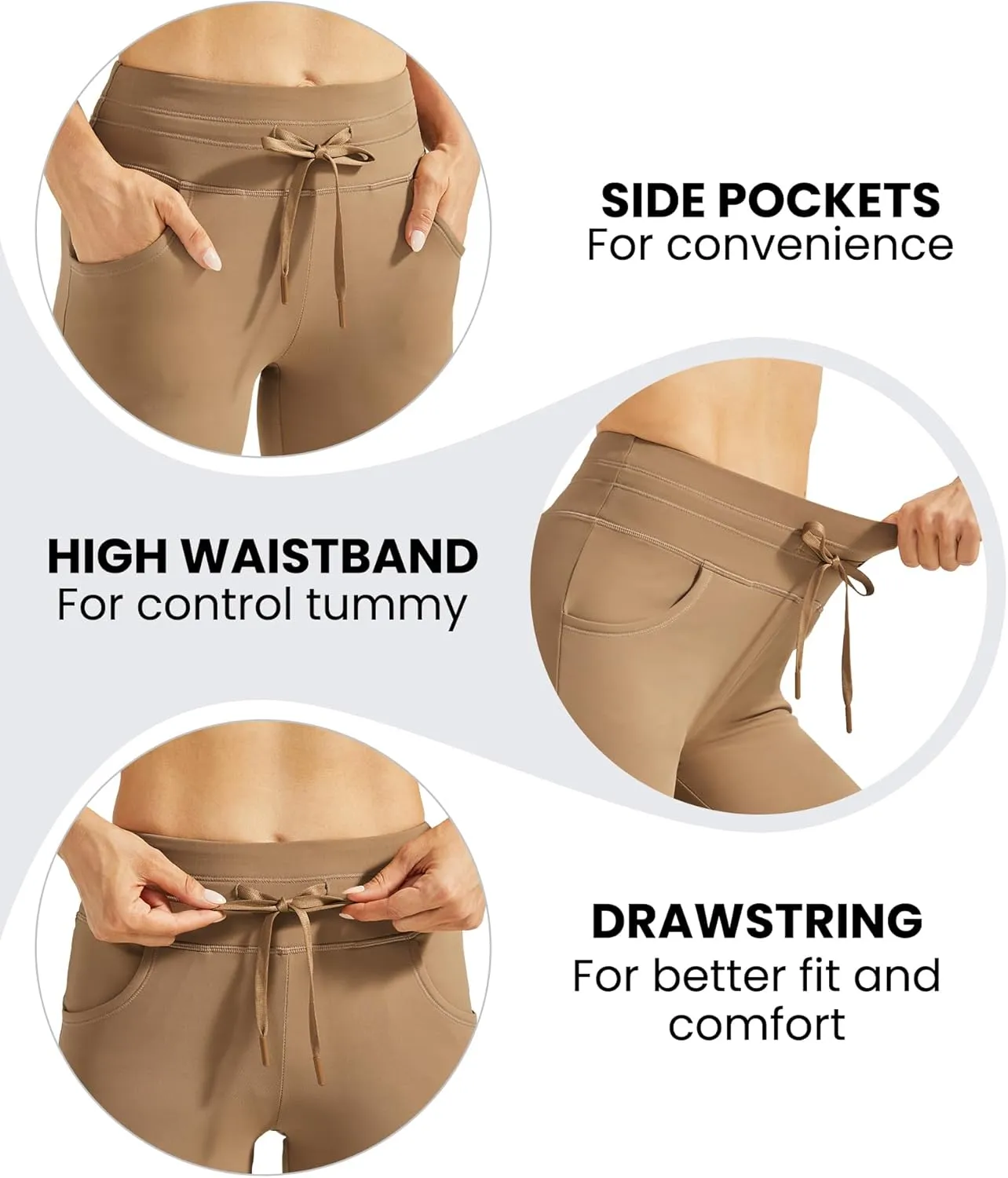 Promover Fleece Lined Women Flare Yoga Pants with Pockets Winter Warm Bootcut Pants