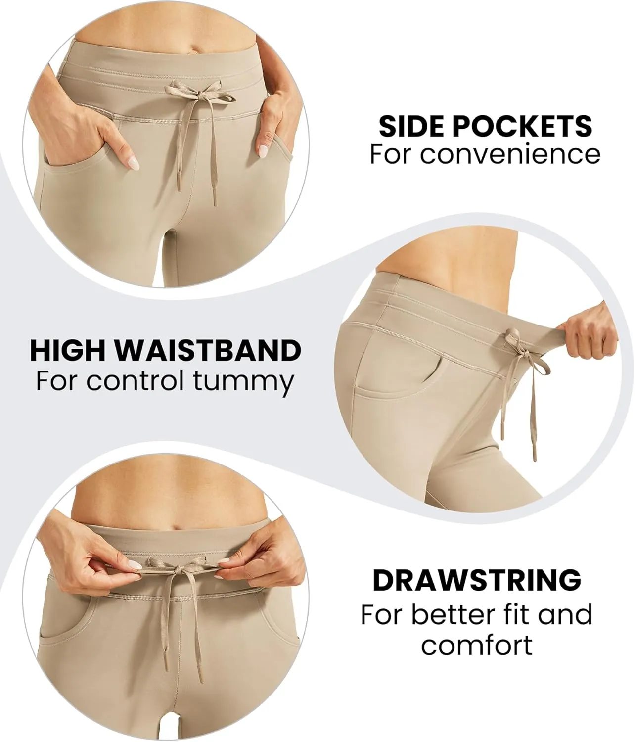 Promover Fleece Lined Women Flare Yoga Pants with Pockets Winter Warm Bootcut Pants