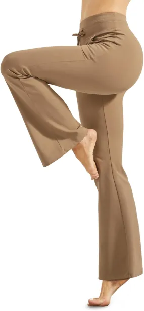 Promover Fleece Lined Women Flare Yoga Pants with Pockets Winter Warm Bootcut Pants