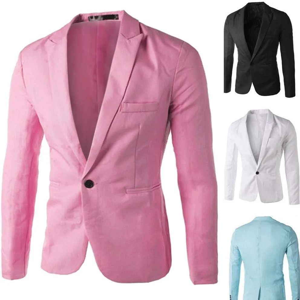 Slim Fit Blazer for Men Fashion One Button Wedding Blazer Dress Suit Jacket Party Work Business Casual Sport Coat