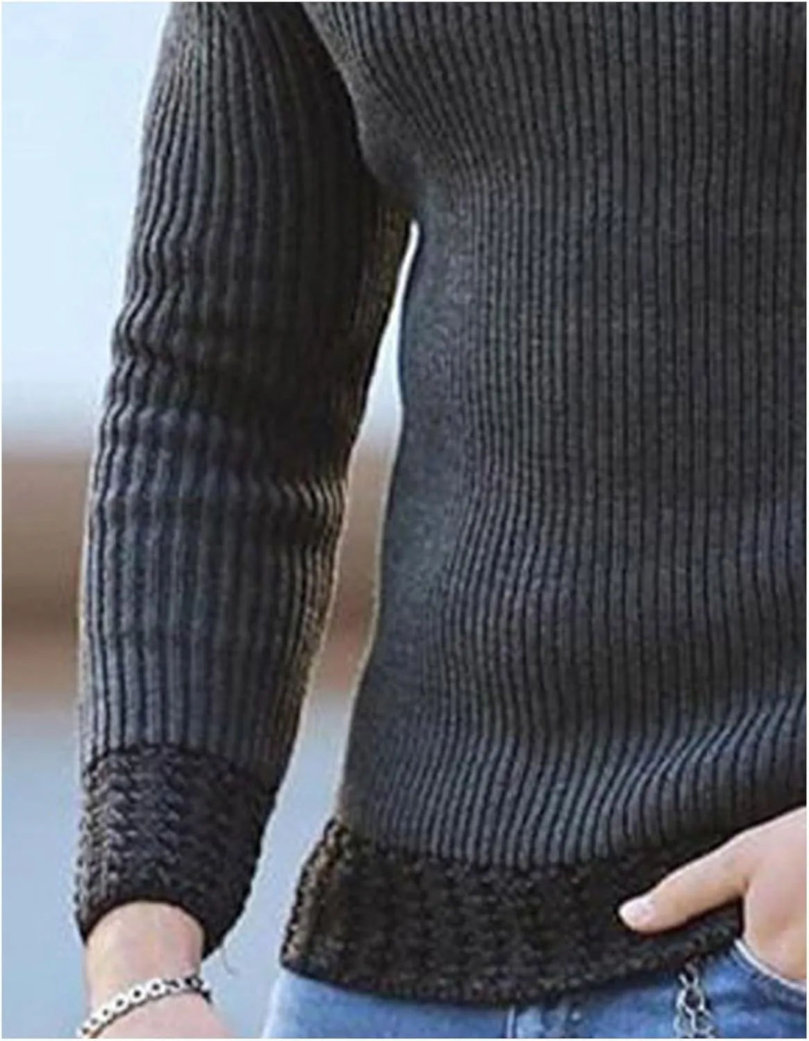 SOMTHRON Men's Knitted Turtleneck Pullover Shawl Collar Sweaters Slim Fit High Neck Long Sleeve Winter Jumper Tops