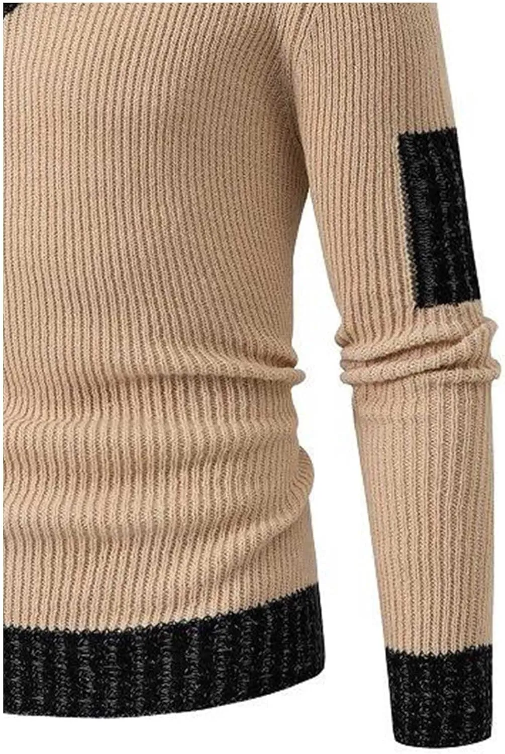 SOMTHRON Men's Knitted Turtleneck Pullover Shawl Collar Sweaters Slim Fit High Neck Long Sleeve Winter Jumper Tops