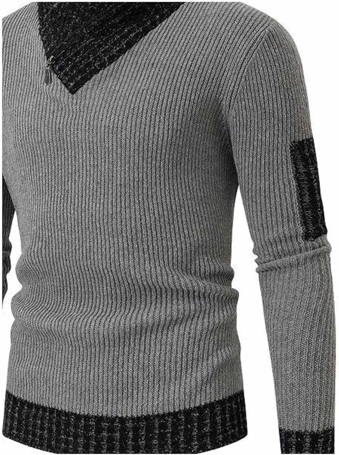 SOMTHRON Men's Knitted Turtleneck Pullover Shawl Collar Sweaters Slim Fit High Neck Long Sleeve Winter Jumper Tops