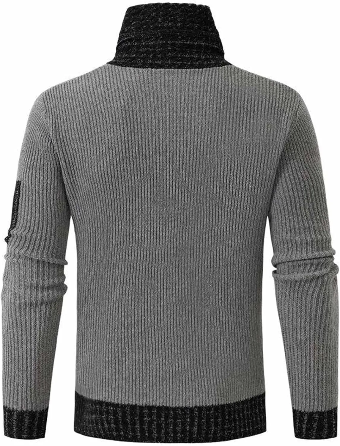 SOMTHRON Men's Knitted Turtleneck Pullover Shawl Collar Sweaters Slim Fit High Neck Long Sleeve Winter Jumper Tops