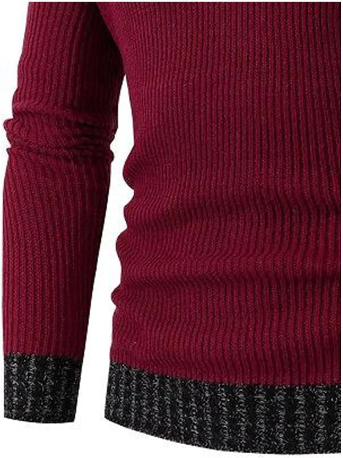 SOMTHRON Men's Knitted Turtleneck Pullover Shawl Collar Sweaters Slim Fit High Neck Long Sleeve Winter Jumper Tops