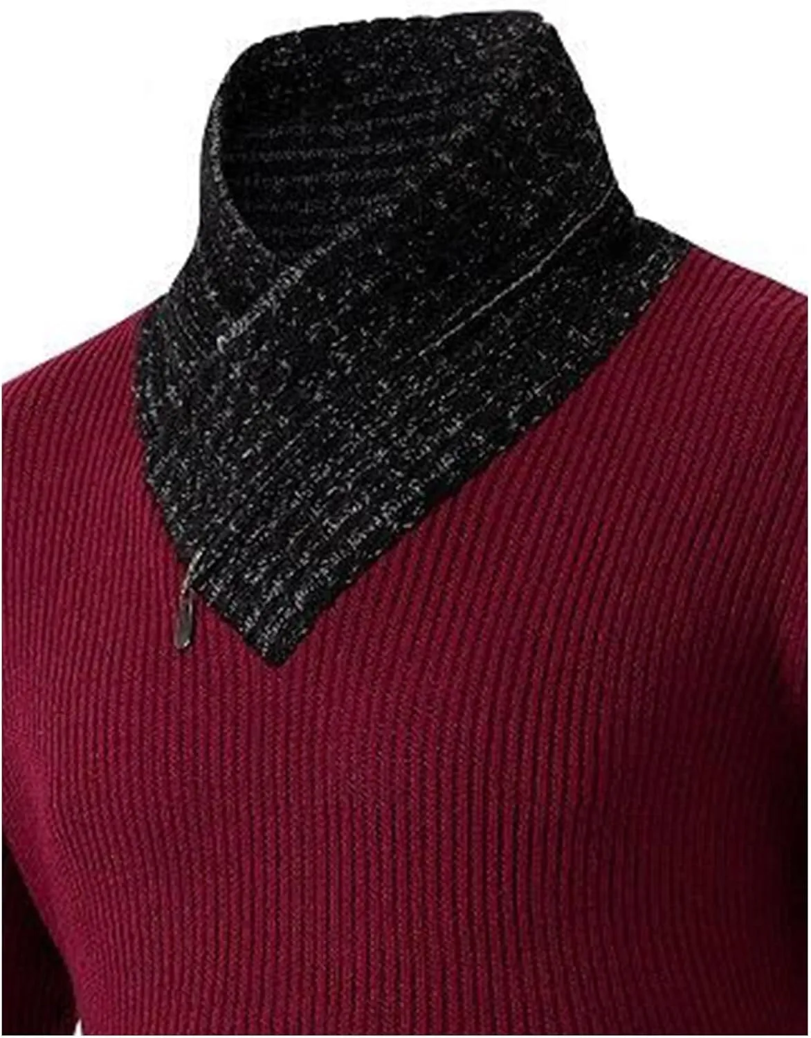 SOMTHRON Men's Knitted Turtleneck Pullover Shawl Collar Sweaters Slim Fit High Neck Long Sleeve Winter Jumper Tops