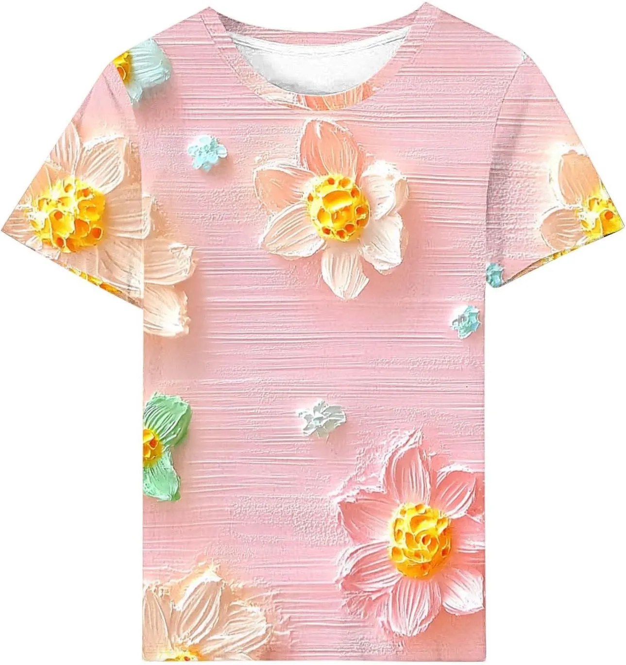 Summer Tops for Womens Short Sleeve Plus Size Shirts Graphic Print Crewneck T-Shirt Casual Loose Fit Tees Outfits