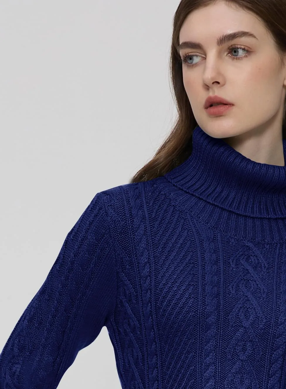 v28 Sweaters for Women Turtleneck Tunic Cable Knit Fall Winter Warm Pullover Fitted Sweater