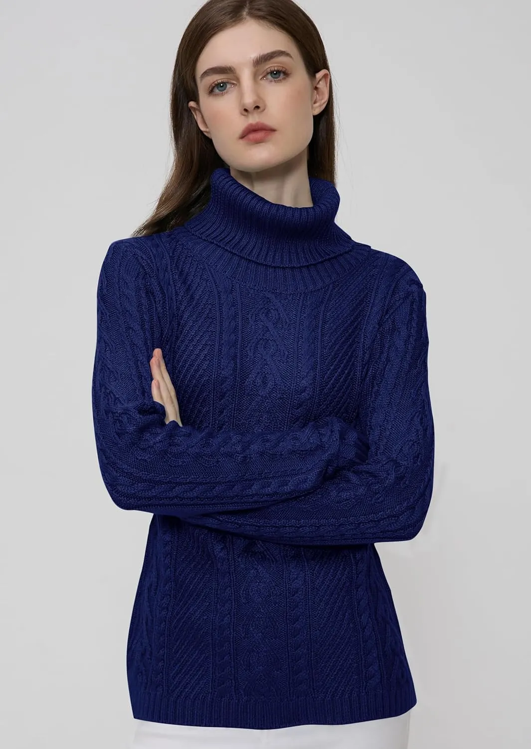 v28 Sweaters for Women Turtleneck Tunic Cable Knit Fall Winter Warm Pullover Fitted Sweater