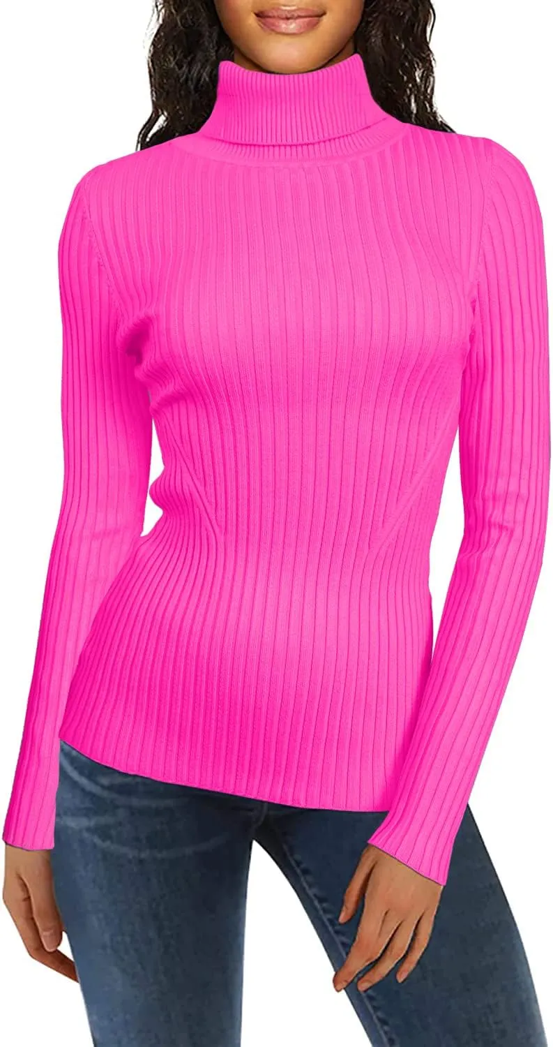 v28 Turtleneck Ribbed Sweaters for Women Cute Sexy Knitted Warm Fitted Sweater
