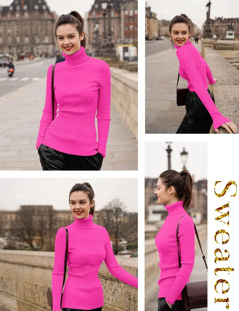 v28 Turtleneck Ribbed Sweaters for Women Cute Sexy Knitted Warm Fitted Sweater
