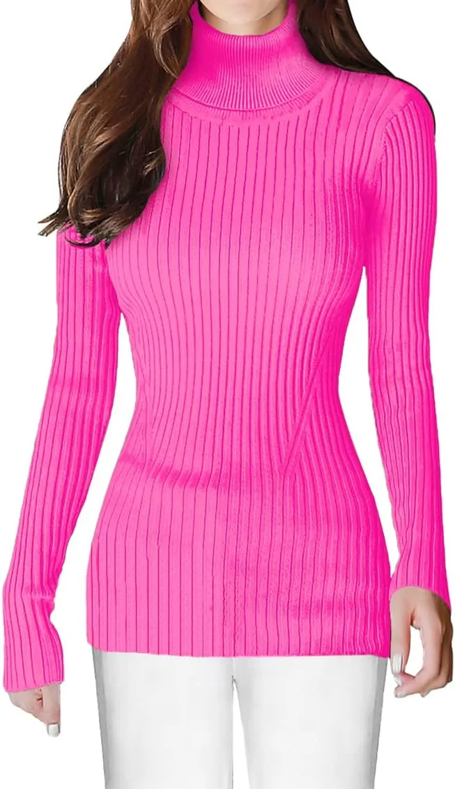 v28 Turtleneck Ribbed Sweaters for Women Cute Sexy Knitted Warm Fitted Sweater