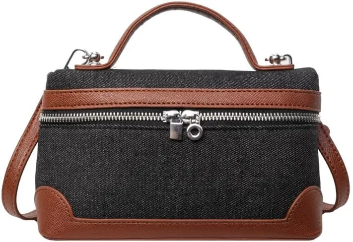 Women's Color Contrast Shoulder Bags Commuter Handbags Retro Crossbody Bag Zipper Purses
