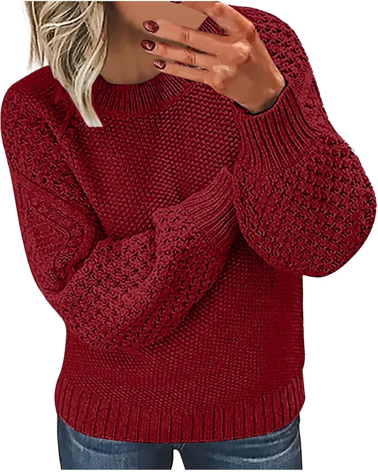 Womens Long Sleeve Pullover Sweater Cable Knit Crewneck Oversized Spring Fall Casual Tops Fashion Clothes Streetwear