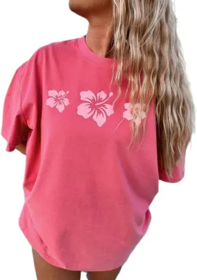 Womens Oversized Vintage Flower Tshirts Preppy Western Graphic Tees Tops Y2k Ocean Coastal Summer Beachy T Shirts