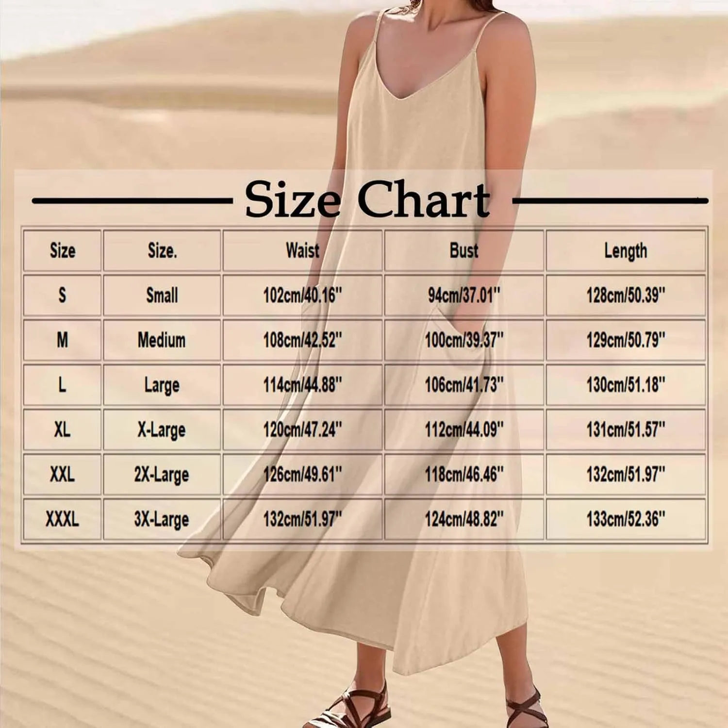 Women's Summer Beach Sundress Spaghetti Strap V Neck Loose Flowy Long Dress Casual Solid Color Dress with Pockets
